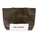 GREEN DEBOSSED LOGO LEATHER TOTE BAG