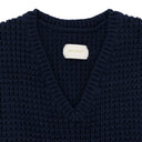 NAVY WAFFLE V-NECK SWEATER VEST
