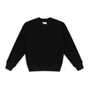 BLACK MERINO WAFFLE CREWNECK SWEATER