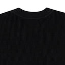 BLACK MERINO WAFFLE CREWNECK SWEATER
