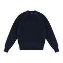 NAVY PLAITED CREWNECK SWEATER