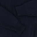 NAVY PLAITED CREWNECK SWEATER