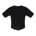 BLACK SILK JERSEY PINTUCK T-SHIRT