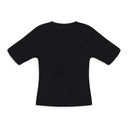 BLACK SILK JERSEY PINTUCK T-SHIRT