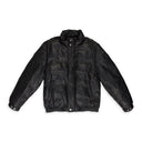 BLACK LEATHER DOWN PUFFER JACKET