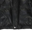 BLACK LEATHER DOWN PUFFER JACKET