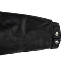 BLACK LEATHER DOWN PUFFER JACKET