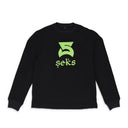 BLACK LONG SLEEVE THERMAL SWEATSHIRT
