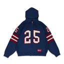NAVY FOOTBALL HOODED ZIP-UP SWEATER