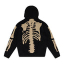 BLACK/TAN WOOL BONE HOODIE