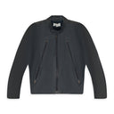 BLUE ZIP UP LEATHER JACKET