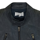 BLUE ZIP UP LEATHER JACKET