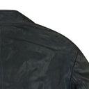 BLUE ZIP UP LEATHER JACKET