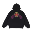 BLACK CREST ZIP UP HOODIE