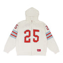 WHITE FOOTBALL HOODED ZIP-UP SWEATER