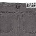 GRAY SIDE EMBROIDERY DENIM SHORTS