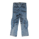 BLUE RAISED WINDOW DENIM PANTS