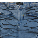 BLUE RAISED WINDOW DENIM PANTS