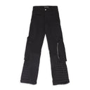 BLACK RAISED WINDOW STACKED PANTS