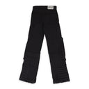 BLACK RAISED WINDOW STACKED PANTS