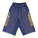 INDIGO FLAME GLASS SWEATSHORTS
