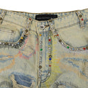 BLUE STUDDED STRAIGHT-FIT JEANS