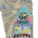 BLUE STUDDED STRAIGHT-FIT JEANS