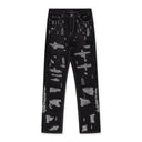 BLACK AMPLIFIED STRAIGHT-FIT JEANS