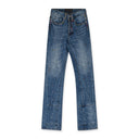 MULTICOLOR STUD CINCHED STRAIGHT-FIT JEANS