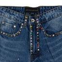 MULTICOLOR STUD CINCHED STRAIGHT-FIT JEANS