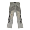 GRAY PATCHED ARCH STRAIGHT-FIT JEANS