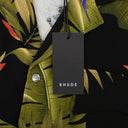 BLACK SNAP HAWIIAN BUTTON-DOWN SHIRT