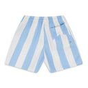 BLUE LOGO STRIPED SWIM TRUNKS