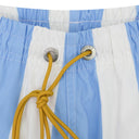 BLUE LOGO STRIPED SWIM TRUNKS