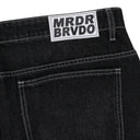BLACK DARNING SIDE EMBROIDERY SHORTS