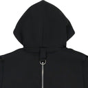 BLACK ZIPPERED MULTILAYER HOODIE