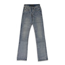 INDIGO WAXED STRAIGHT-FIT JEANS
