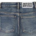 INDIGO WAXED STRAIGHT-FIT JEANS