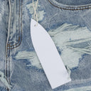 BLUE DISTRESS OVERLAY STRAIGHT-FIT JEANS