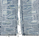 BLUE DISTRESS OVERLAY STRAIGHT-FIT JEANS