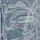 BLUE DISTRESS OVERLAY STRAIGHT-FIT JEANS