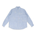 BLUE GATHERED FRAY BUTTON-DOWN SHIRT