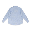 BLUE GATHERED FRAY BUTTON-DOWN SHIRT