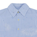 BLUE GATHERED FRAY BUTTON-DOWN SHIRT