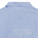 BLUE GATHERED FRAY BUTTON-DOWN SHIRT