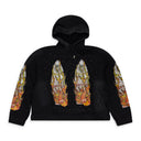 BLACK FLAMES GLASS HOODIE