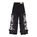 BLACK WINGED LOGO BONDAGE PANTS