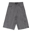 GRAY EXPOSED SEAM MID LENGTH SHORTS