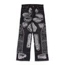 BLACK DARNING SIDE EMBROIDERY PANTS