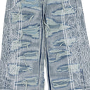 BLUE DISTRESSED STRAIGHT-FIT JEANS